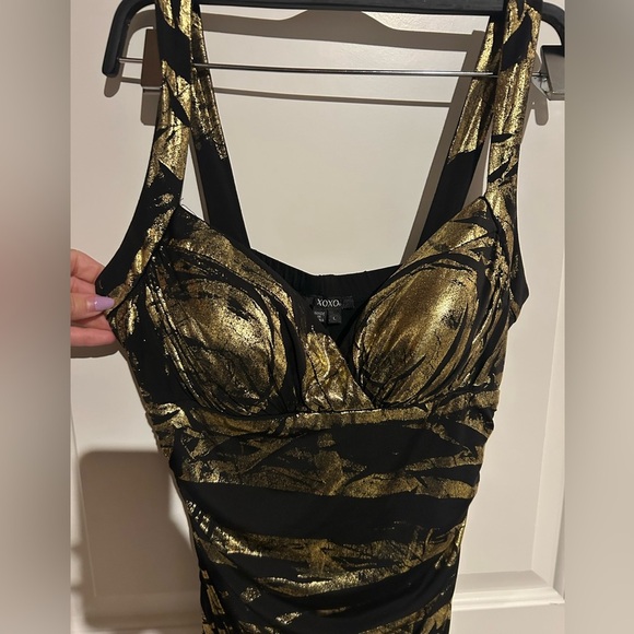 Y2K gold scrunch butt clubbing dress‎ size L - Picture 2 of 5